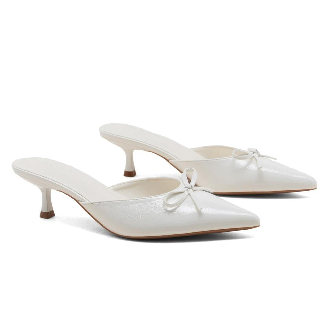 Nexsus Plus Pointed-Toe Bow Kitten Heel Mules