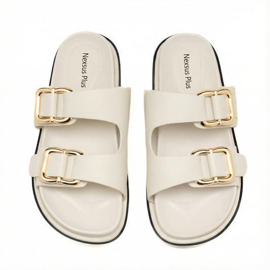 Nexsus Plus Gold Buckle Double-Strap Sandals (UK 3–8)
