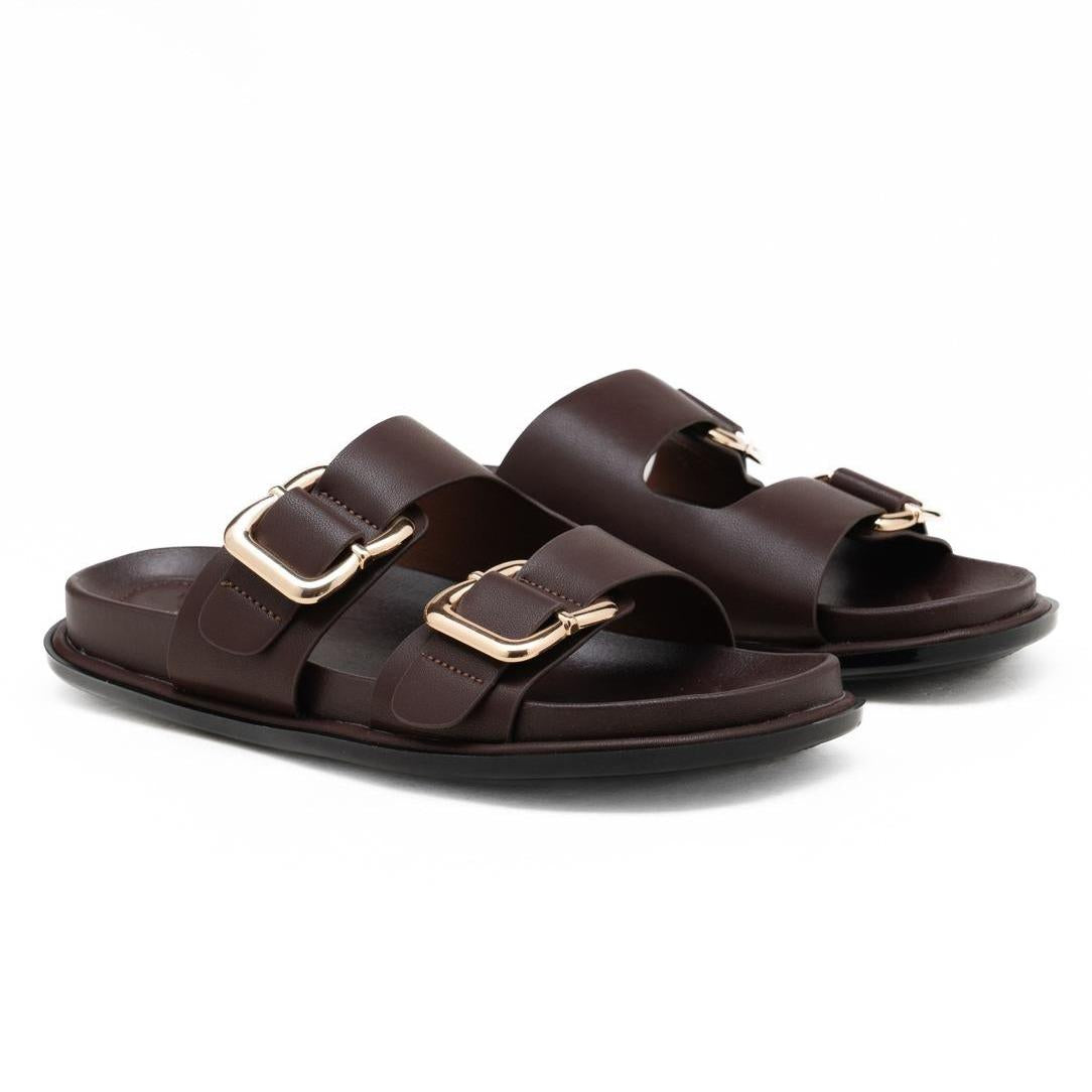 Nexsus Plus Gold Buckle Double-Strap Sandals (UK 3–8)