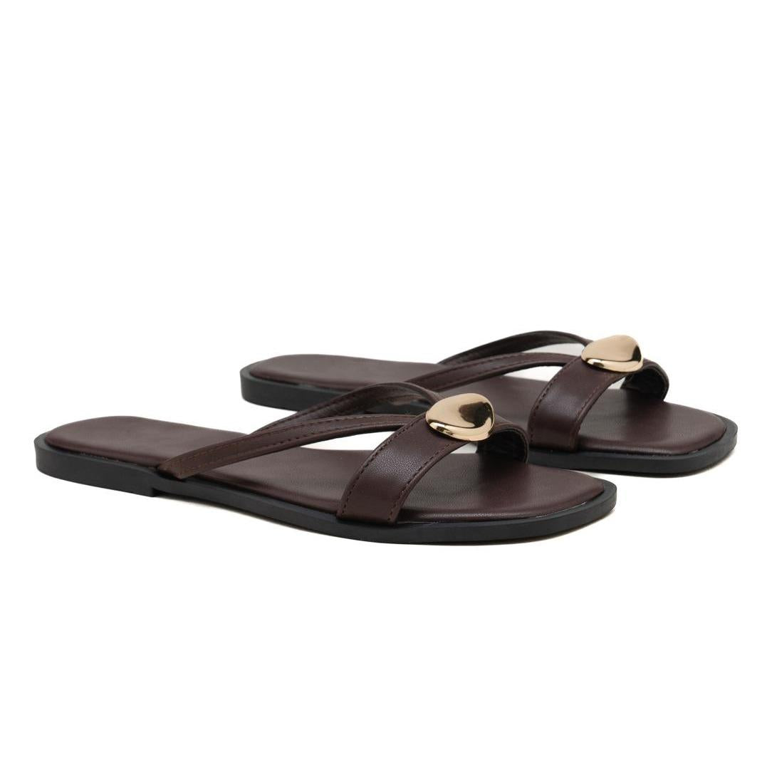Nexsus Plus Minimal Gold Accent Slide Sandals (UK 3–8)