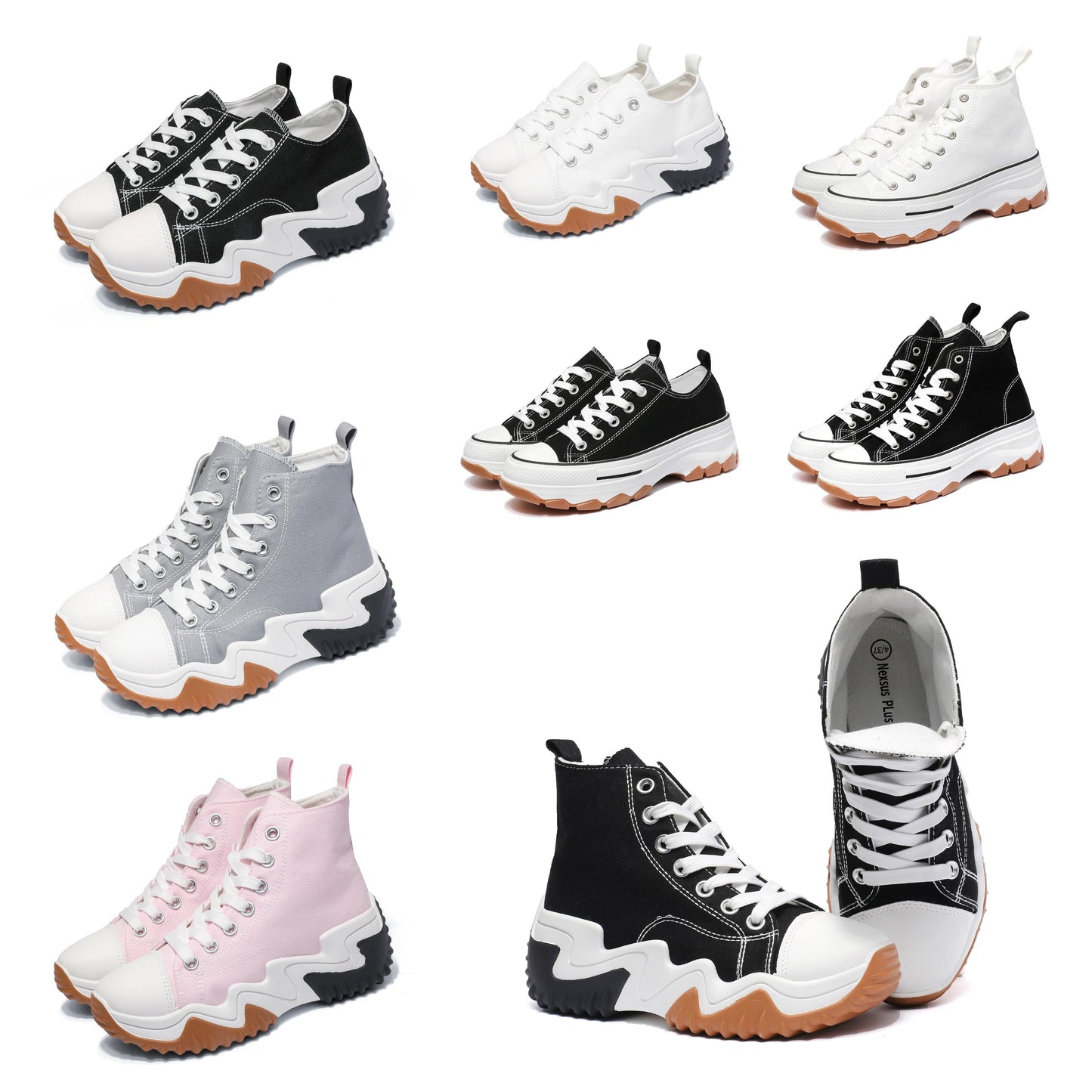 Women’s Chunky Platform Trainers  Lace Up Casual Sneakers