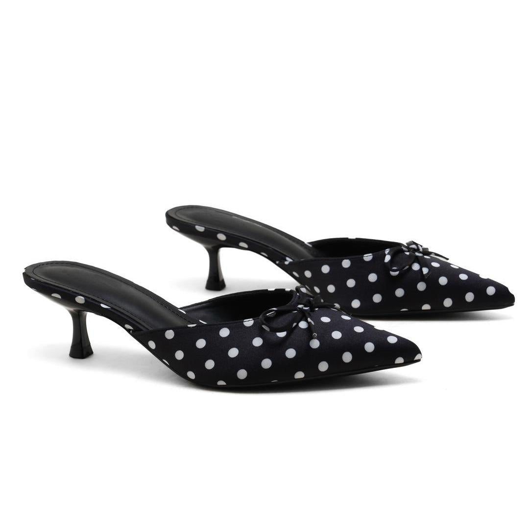 Nexsus Plus Pointed-Toe Bow Kitten Heel Mules