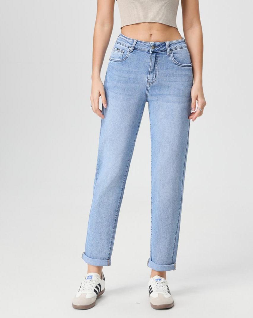 Nexsus Plus Ladies Women’s High Waist Mum Fit Jeans – Light Wash Tapered Leg Classic Mom Fit Jeans High Waist Vintage Style Mom Jeans Everyday Casual