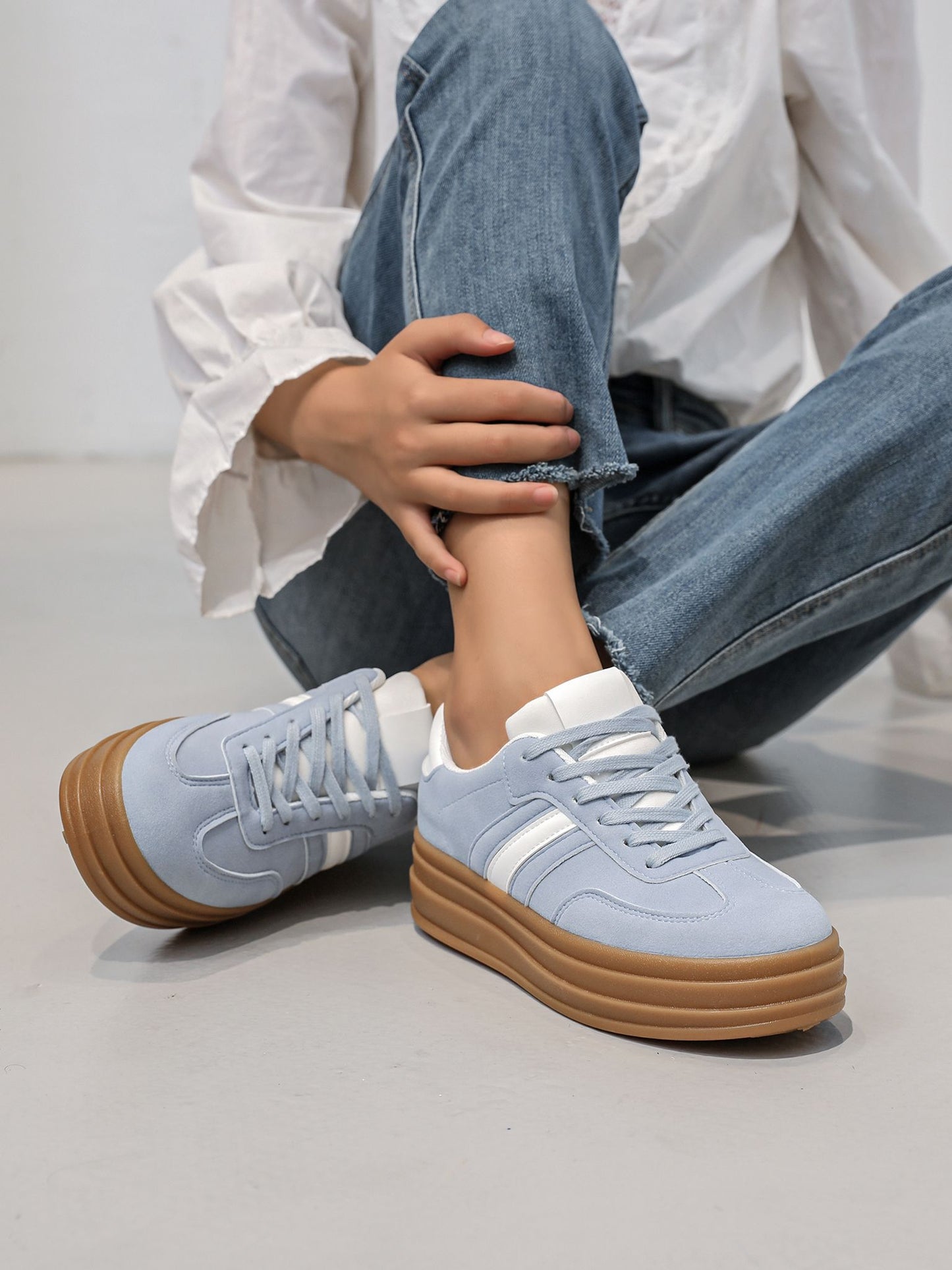 Chunky Platform Trainers – Soft Faux Suede Everyday Sneakers– Cushioned Comfort & Style