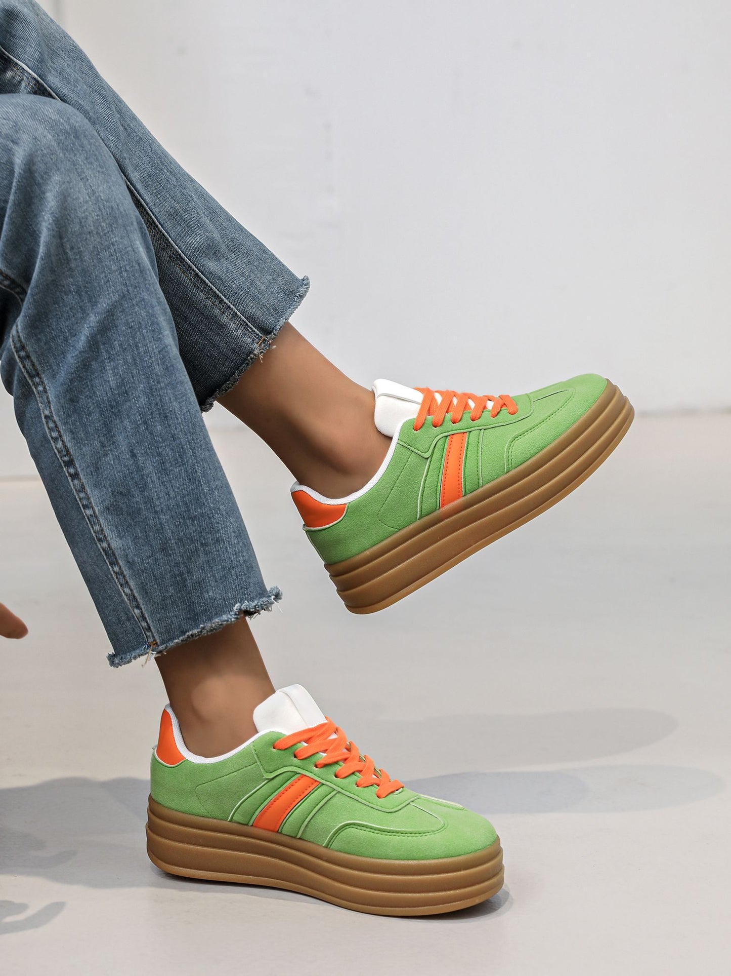 Chunky Platform Trainers – Soft Faux Suede Everyday Sneakers– Cushioned Comfort & Style